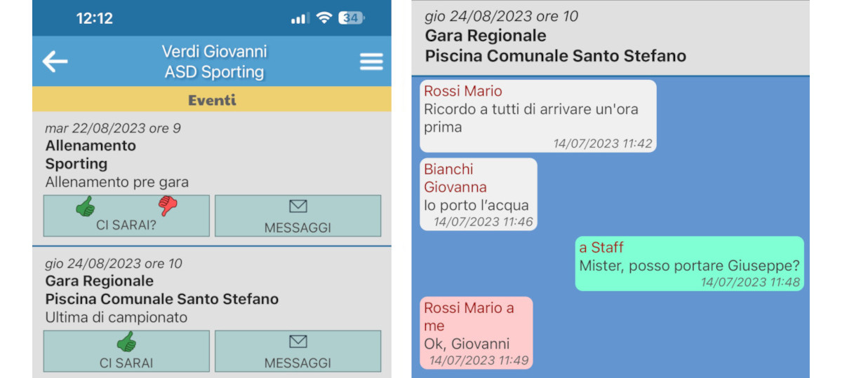 Eventi e convocazioni
